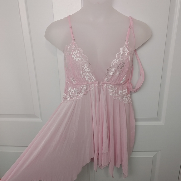 Plus pink size chemise babydoll nightie - Picture 3 of 8